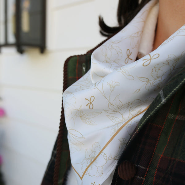 Taupe Floral & Bow Toile Scarf
