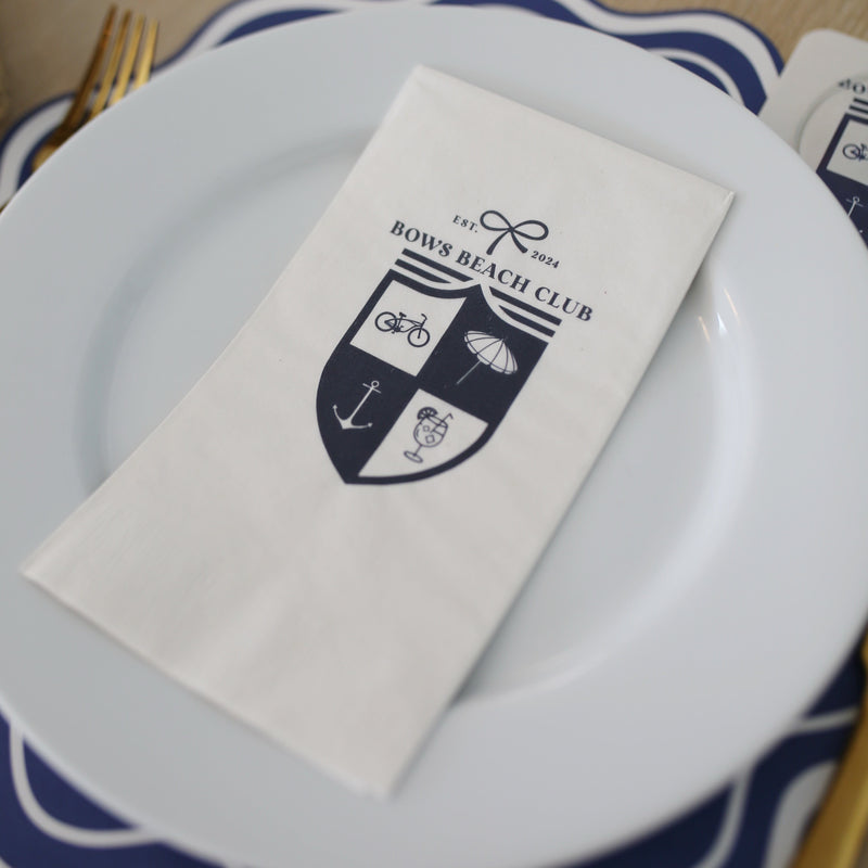 Bows Beach Club Crest Guest Napkins