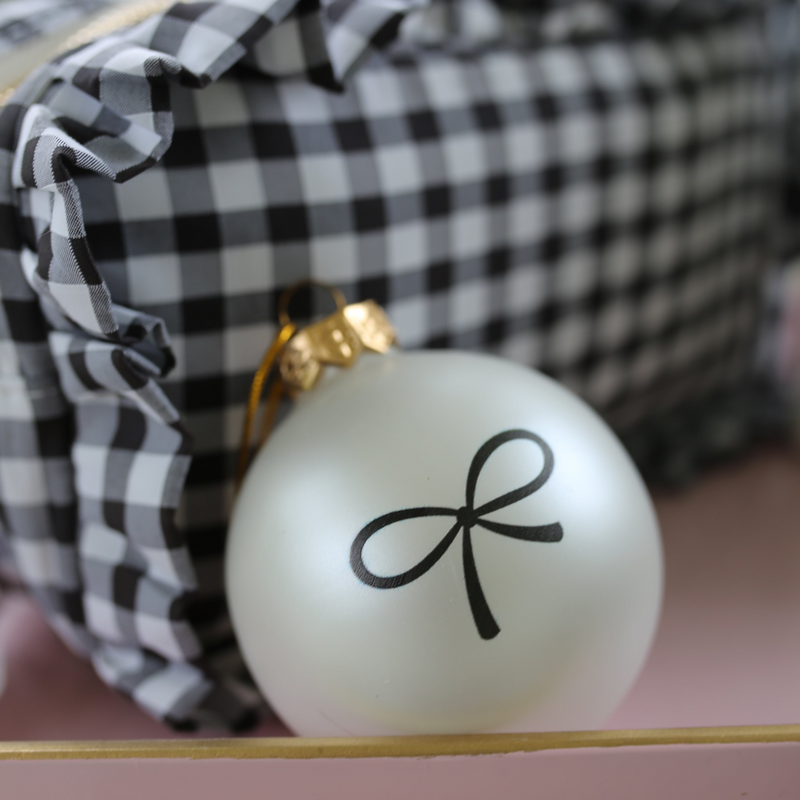 Black and White Gingham Ruffled Cosmetic Bag