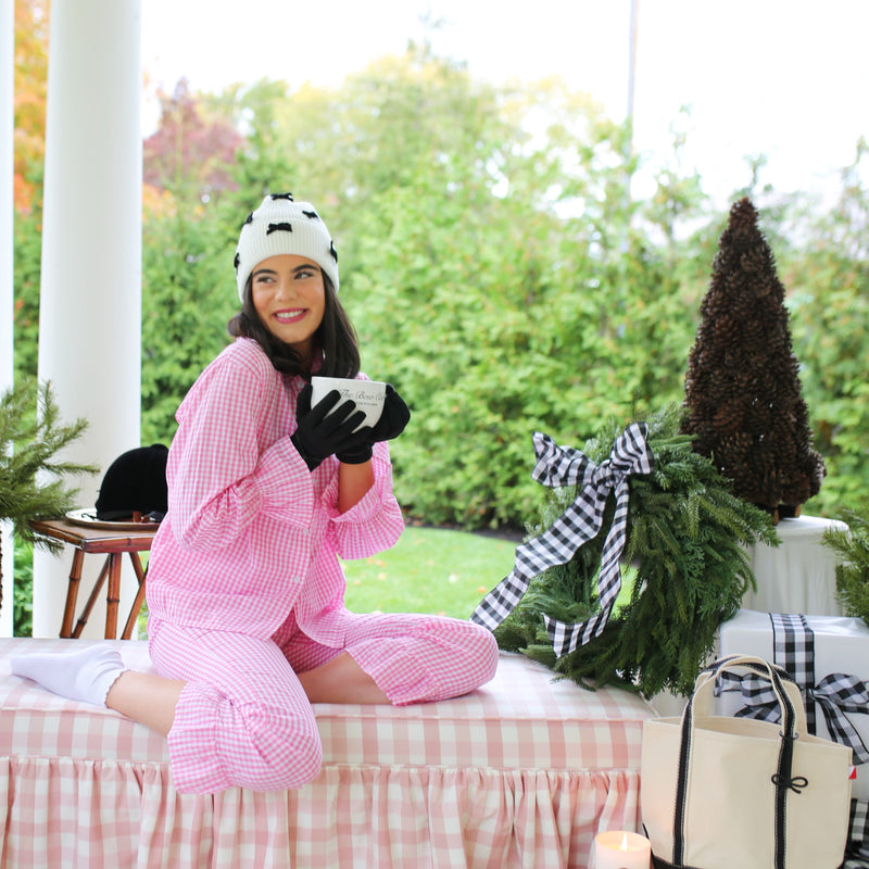 Mini Canvas Tote with Black Stripes