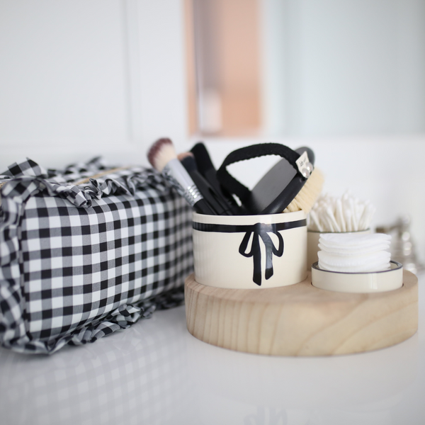Three Bowls with a Wooden Base