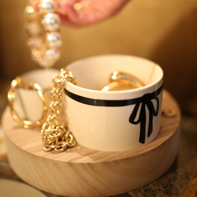 Three Bowls with a Wooden Base