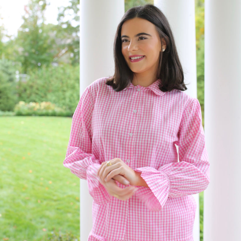 Pink and White Gingham Pajamas