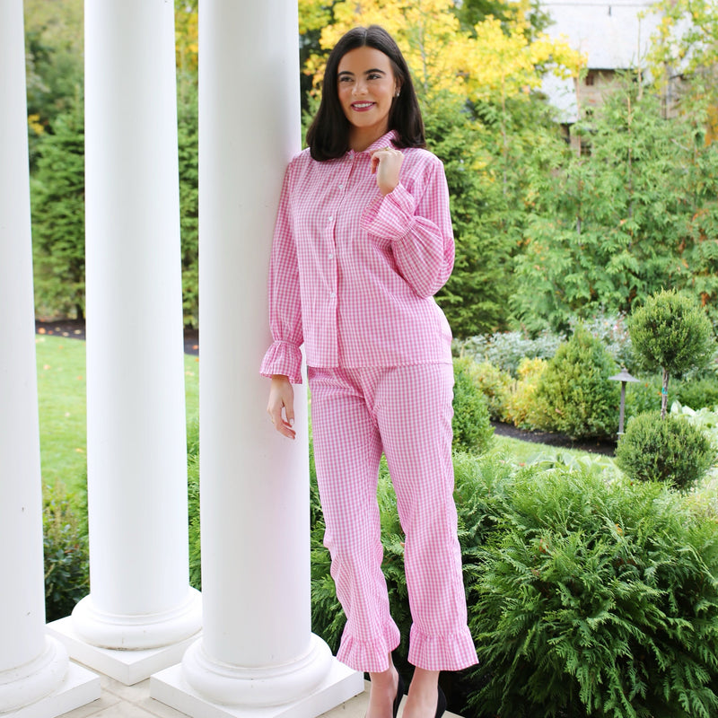 Pink and White Gingham Pajamas