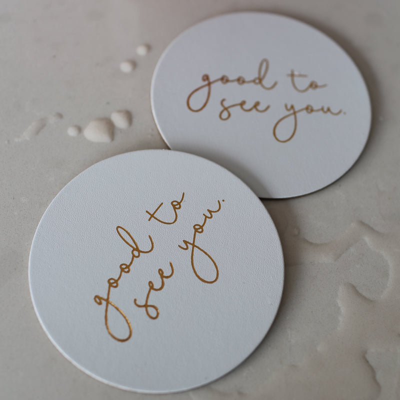 good to see you Leather Coaster Set of 4