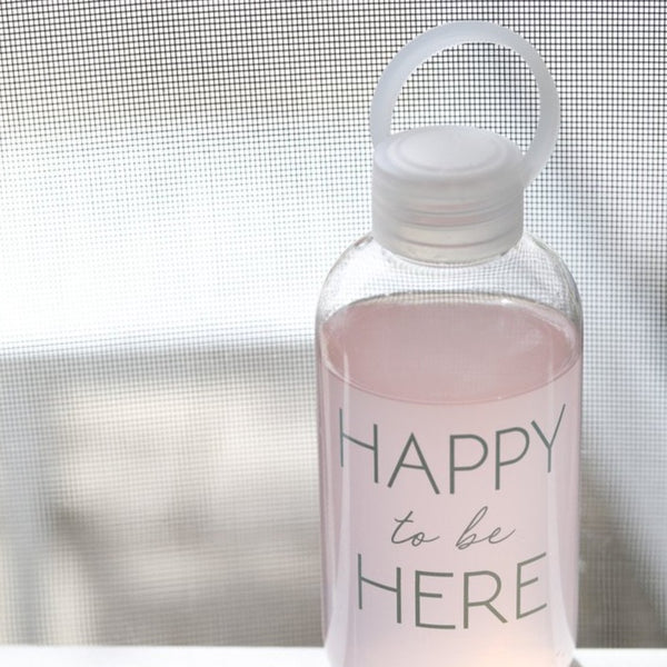 Happy to be here water bottle with handle