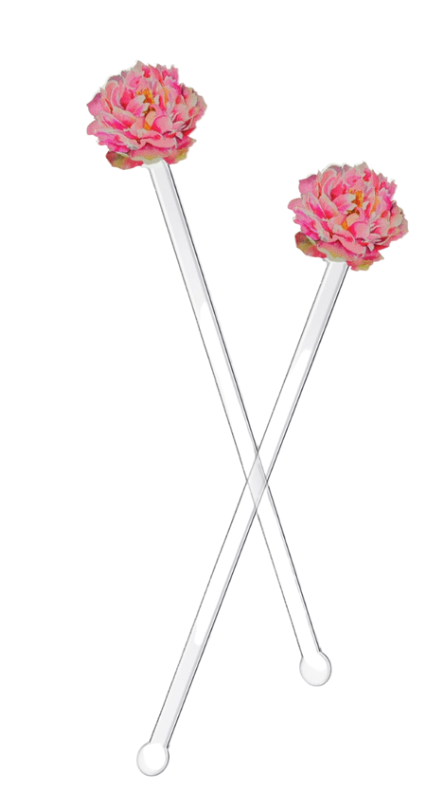 Pink Peony Acrylic Stir Sticks